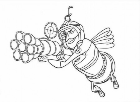 Bee Movie Wit Gun Coloring Page Coloringplus 286960 Bee Movie 