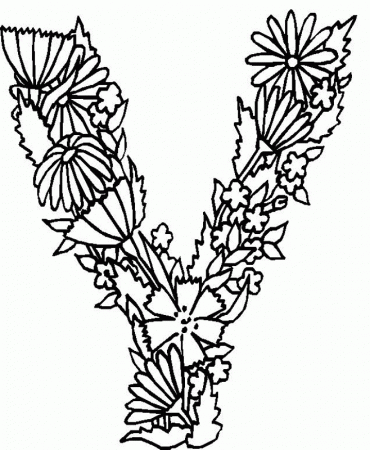 Alphabet Flower V Coloring Pages | Free Printable Coloring Pages 