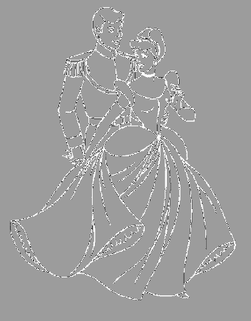 Dance With Prince Coloring Pages - Cinderella Cartoon Coloring 