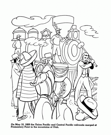 Train History Coloring pages - Trans continental railroad History 