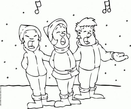 Christmas 3 Carollers singing Print out coloring pages - Free 