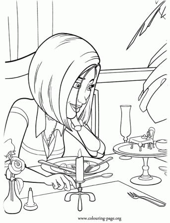 Bee Movie - Barry and Vanessa having a romantic dinner coloring page