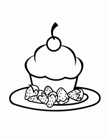 strawberry cupcake printable coloring in pages for kids - number 