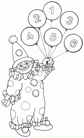Clown with balloons - Free Printable Coloring Pages