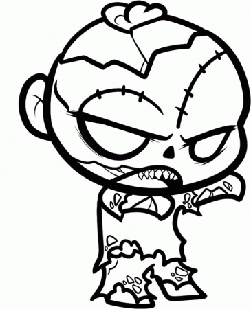 Big Headed Zombie Coloring Pages - Halloween Cartoon Coloring 