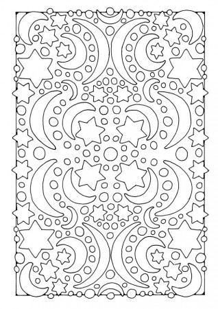 Coloring page night - moon and stars - img 21909.