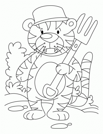 Farmer tiger coloring pages | Download Free Farmer tiger coloring 