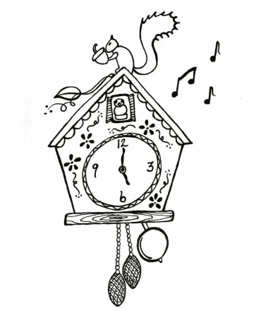 cuckoo clock coloring page | Graphics