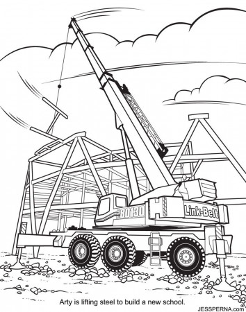 Construction Crane Coloring Page