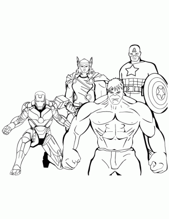 Iron Man Thor Hulk Captain America Coloring Page | Free Printable 