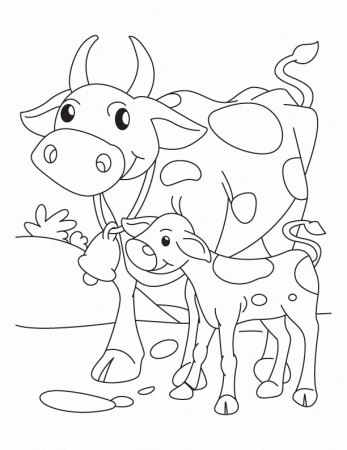 Cow mother with its calf coloring pages | Download Free Cow mother 