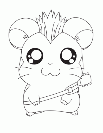 Hamtaro And Guitar Coloring Pages Free: Hamtaro And Guitar 