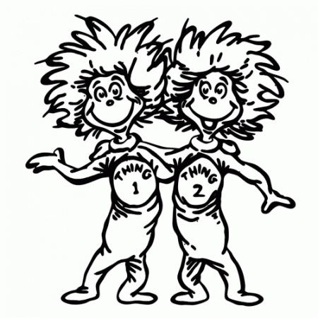 thing 1 and thing 2 hugging coloring page