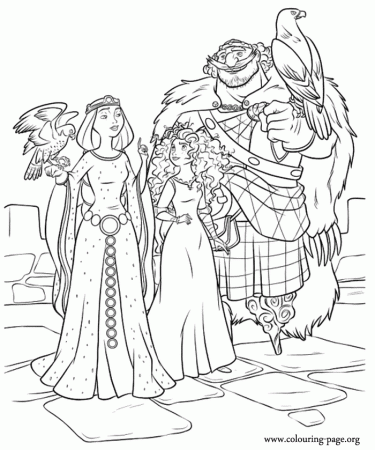 Brave - Merida with her parents coloring page