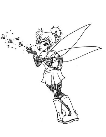Print Gothic Style Tinkerbell Coloring Pages or Download Gothic 