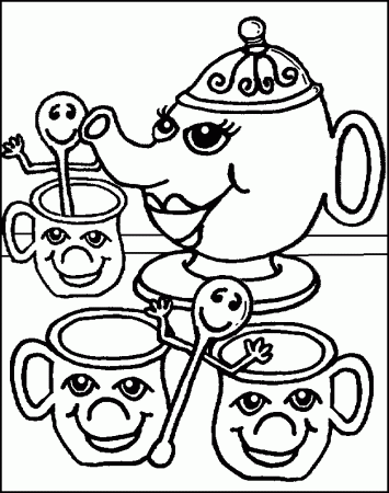 Tea Party Free Coloring Pages for Kids - Printable Colouring Sheets
