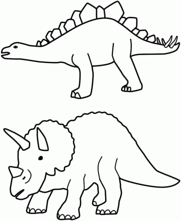 Stegosaurus and Triceratops - Coloring Page (