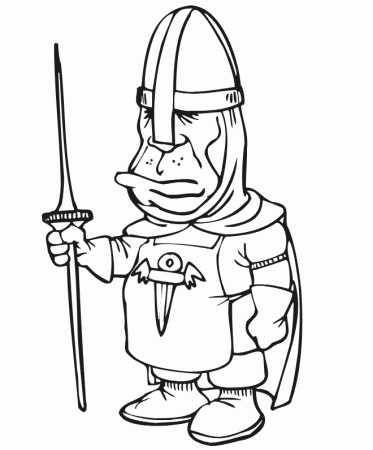 Knight Coloring Page | Knight Holding Small Jousting Stick