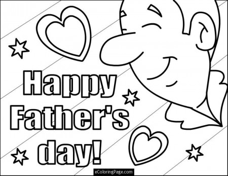 Happy Fathers Day Day with Hearts and Stars Coloring Pages for 