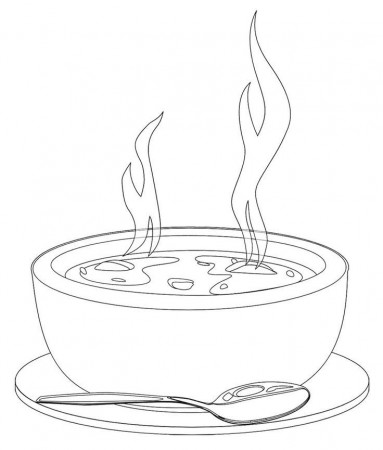 A Bowl Of Hot Soup Coloring Page | Fun Printable's