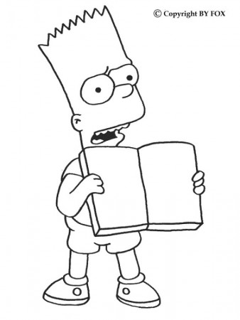 BART coloring pages - Bart and his book