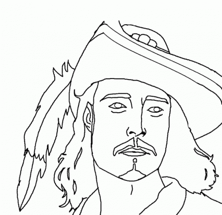 Face Jack Sparrow Pirates Of The Caribbean Coloring Page For Kids 