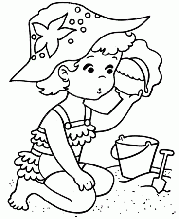 little girl summer coloring page kids