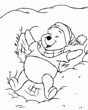 Winnie The Pooh on The Snow Coloring pages Free : New Coloring Pages