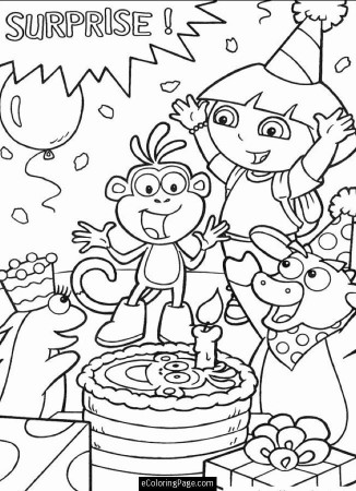 benny isa surprise birthday cake and party printable coloring page 