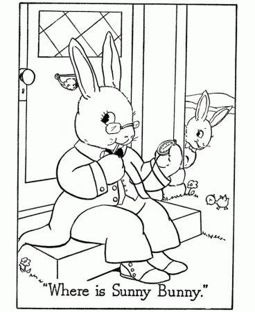 Easter Bunny Coloring Pages - Sunny Bunny | HonkingDonkey