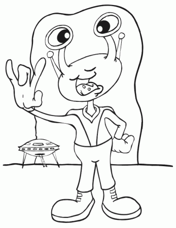 Alien Coloring Page | A Happy Alien Greeting