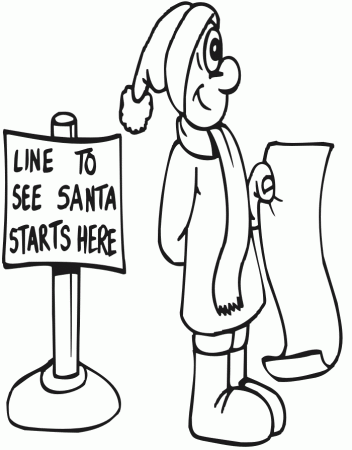 Printable Christmas Coloring Page | In Line For Santa