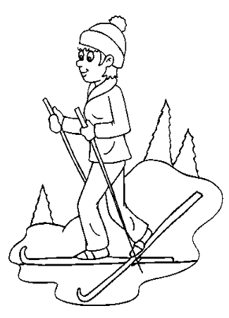 Free Girl Skiing Coloring Sheet - Homeschool Helper