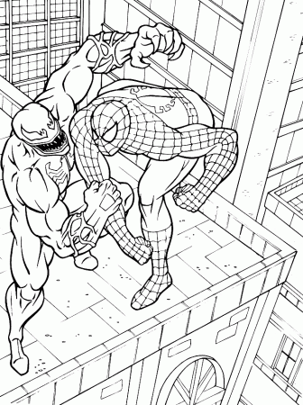Spiderman Fighting The Enemy Of Great Coloring For Kids 