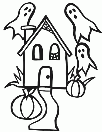 Haunted House Coloring Page | Cartoonish Haunted House