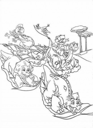 Land Before Time Sliding Down Coloring Page Coloringplus 277965 