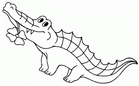 Free Printable Crocodile With Flower Coloring Pages For Kids 