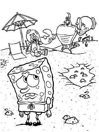 Spongbob in beach coloring pages | Coloring Pages