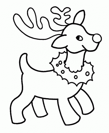 Download Cute Small Reindeer With A Christmas Wreath Coloring 