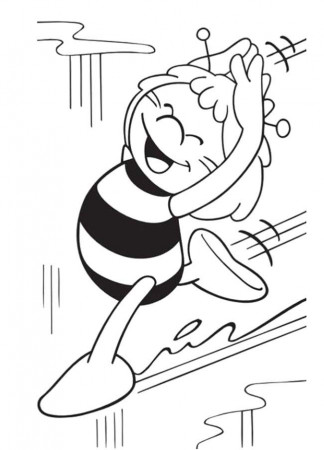 Maya The Bee Coloring Pages : Maya The Bee On The Leaves Coloring 