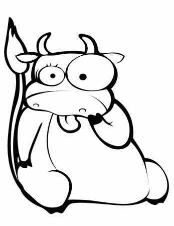 Cute Cartoon Cow Coloring Page | HM Coloring Pages