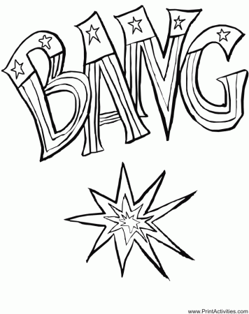 Firecracker Coloring Page | The Word Bang in Flag Stars and Stripes