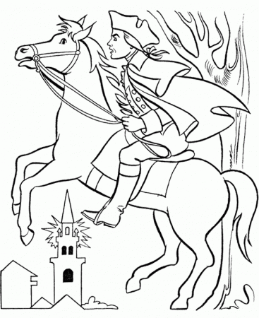 Figure Coloring Pages : Paul Revere With Horse Coloring Page Kids 