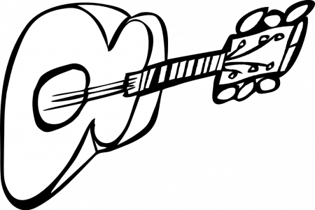 Guitar 1 Black White Line Art Coloring Sheet Colouring Page 