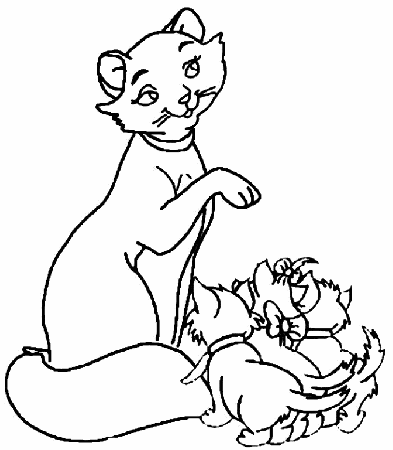 Cat And Kitties - Cat Coloring Pages : Coloring Pages for Kids 