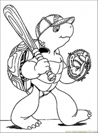 Coloring Pages Franklin Is Playing Baseball (Cartoons > Franklin 