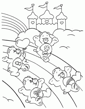 Rainbow Slide Care Bears Coloring Pages