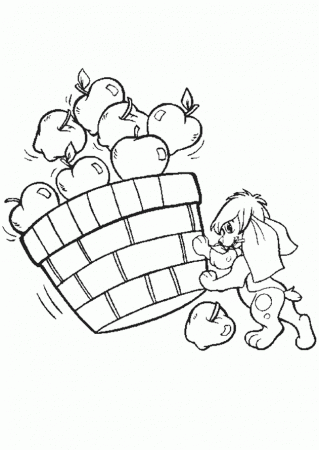 Dogs Pick Up Apples Coloring Pages - Anastasia Coloring Pages 