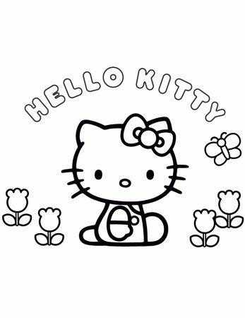 Hello Kitty Flowers And Butterfly Coloring Page | Free Printable 