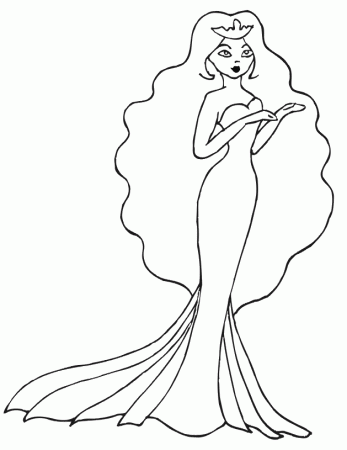 Princess Coloring Page | Beautiful Princess In Gown